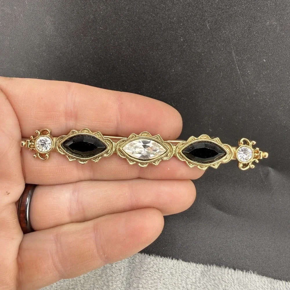 Vintage 1928 Brooch Lot of 4 Bar Heart Bow‎ Flower Rhinestone